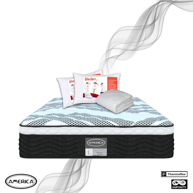 Colchón Wind America King Size + 2 Almohadas Standar + Protector Bleden King Size