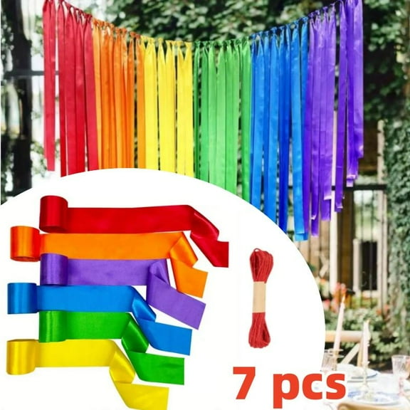 6 Packs Of Double-sided Ribbon Solid Silk Satin Ribbons, Paired With 1 Piece Of 10 Meter Red Hemp Rope, Suitable For Diy Packaging Craftsmanship, Sewing Hair Accessories, Birthday, Wedding Chairs