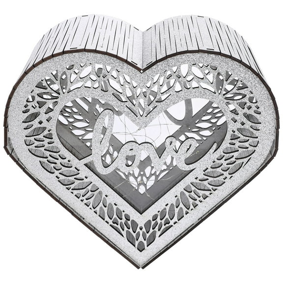 Wedding Card Box Rustic Wooden Container for Decor Dark Grey with Large Capacity 6.5x4.5 Inches