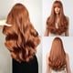 thumbnail image 2 of Pelucas sintéticas de onda de cobre rojo jengibre con flequillo, Peluca de pelo largo Natural para fiesta diaria, peluca de Cosplay para mujer, fibra resistente al calor, 2 of 4