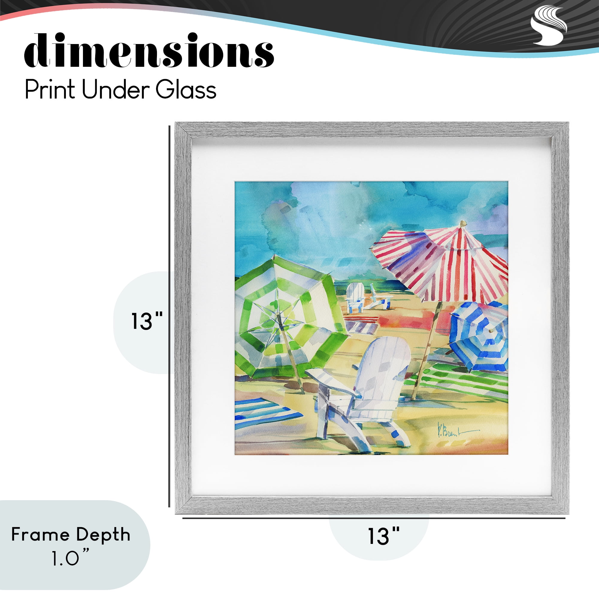 Stupell Industries Ventura Beach Umbrellas Gray Framed Print Under Glass, design by Paul Brent