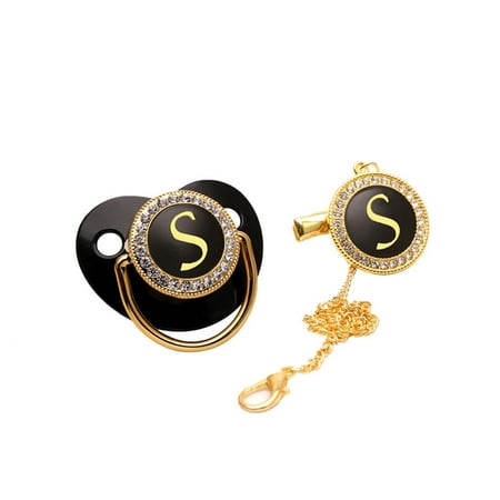

QISIWOLE Baby Pacifier 26 Letter Name Initial Clip Silicone Infant Nipple Bling Newborn Pacifier summer sale