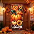 thumbnail image 5 of Cififendec Thanksgiving Harvest Door Cover, 70.87"×35.43", Rustic Pumpkin Sunflower Maple Leaf Fabric Door Banner for Fall Front Porch Door Decor, 5 of 9