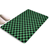 Green and Black Checkerboard Flannel Non Slip Door Rugs,Washable Door Mats Indoor,Decorative Door Mats,Dirt-Resistant and Absorbent Doormat for Entrance,Bedroom,Kitchen,Bathroom,31.5"x17"