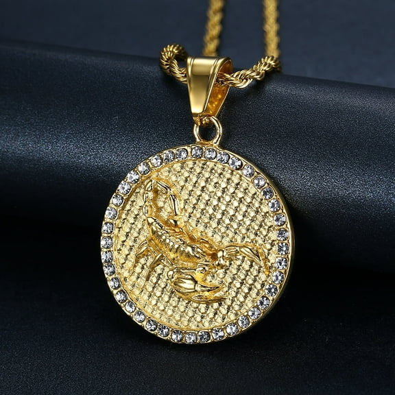 Scorpio Aries 12 Constellation Pendant Necklace 14K Yellow Gold Chain For Men Women Zodiac Jewelry Birthday Gift