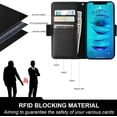 thumbnail image 3 of Wallet Case for iPhone 14 Pro Max 5G, Genuine Leather Support Wireless Charging RFID Blocking Flip Case Card Slots Holder, Kickstand Book Folding Folio Cover with Wrist Strap 6.7 Inch(Black), 3 of 17
