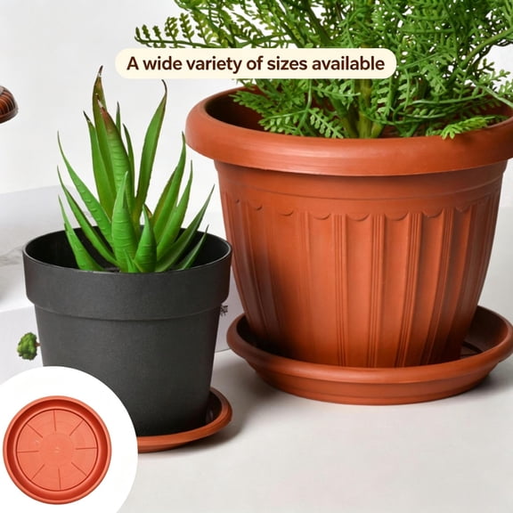 Qocolcyl Under $1 Round Thick Plastic Plant Saucer Tray, Multi Size Drip Catch Flower Pot Base, Bulk Pack Planter Water Tray for Indoor Outdoor Potted Plants Gardening