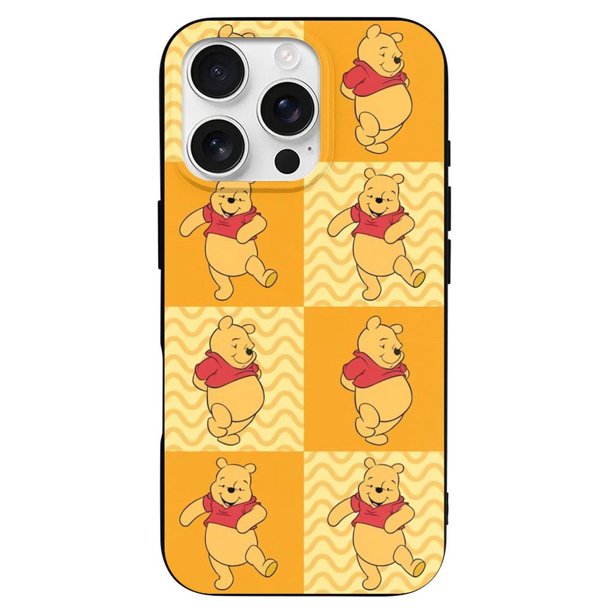 Funda de TPU de Winnie The Pooh para iPhone 16 Pro: ultrafina, a prueba de golpes, antiamarilleo, resistente a arañazos, compatible con carga inalámbrica, agarre mejorado, estilo negro.