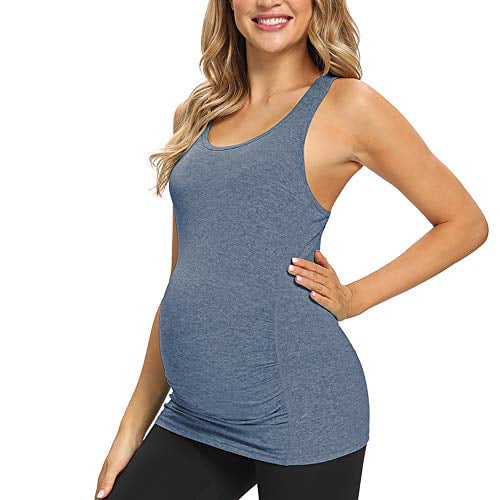 GLAMIX Women's Maternity Active Tops Short Sleeve Workout Athletic Pregnancy Shirts 
