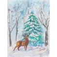 thumbnail image 2 of Dyer, Beverly 25x32 Black Ornate Wood Framed with Double Matting Museum Art Print Titled - Holiday Deer, 2 of 4