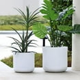 thumbnail image 4 of LuxenHome 14.8-Inch Round White Stripes MgO Planter, 4 of 6