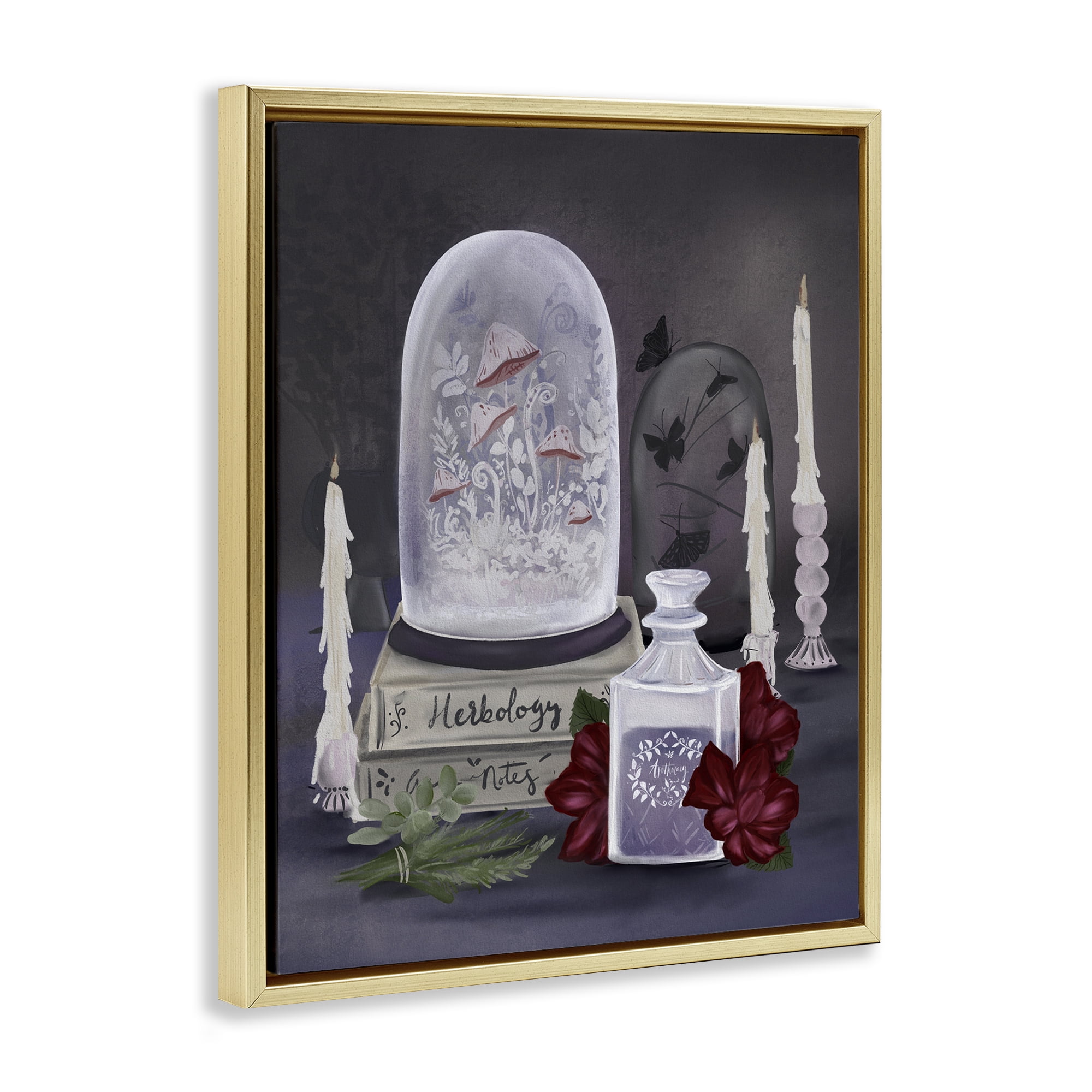 Stupell Industries Spooky Apothecary Vibes Gold Framed Floater Canvas Wall Art, design by Adreane Fippinger