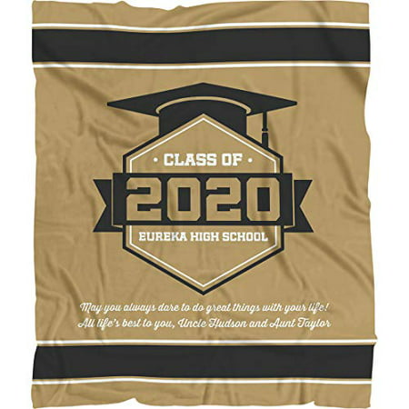 Personalized Cap Graduation Blanket, Custom Class Year Congratulations Decorations Gift For Him Her Men Women. Phd Doctoral College Graduation Gifts For Cousin Best Friend (Brown, Fleece 50"X60")