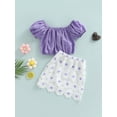 thumbnail image 4 of Franhais Girl Two Pieces Outfits Set, Elastic Solid Color Crop Tops+ Floral Lace High Waist Skirt, 4 of 9