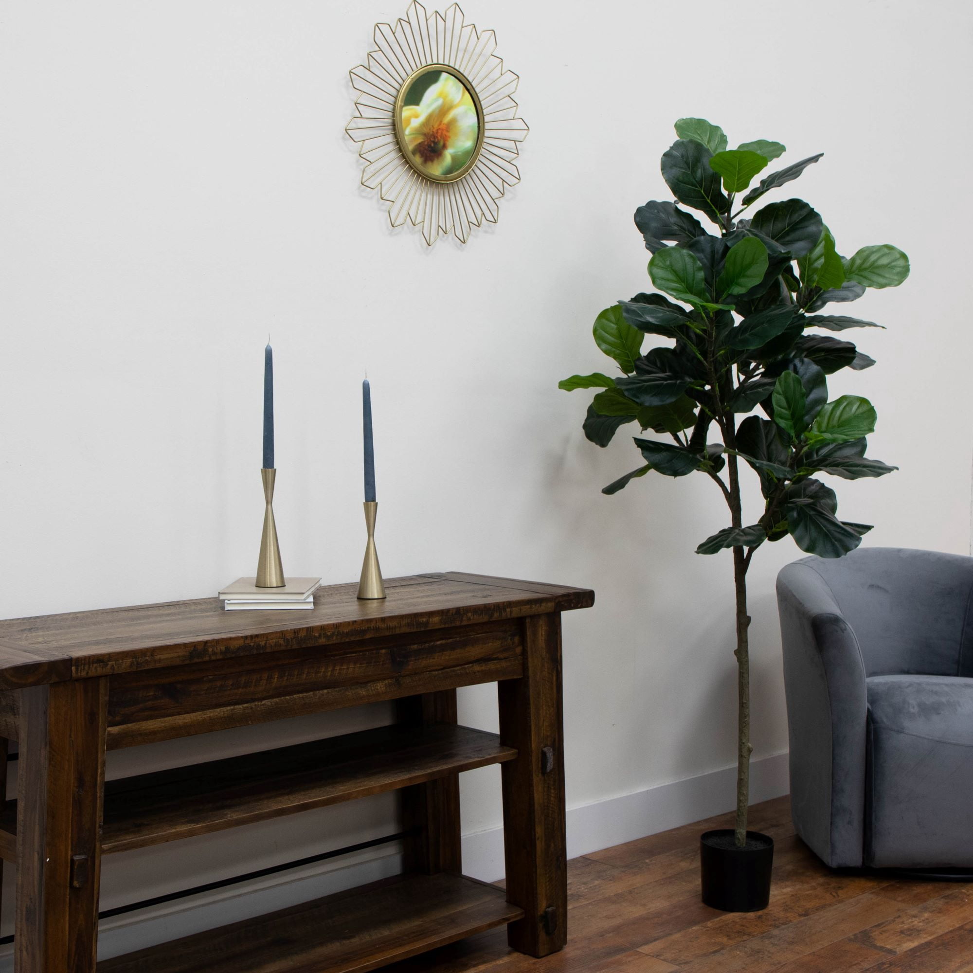 Mainstays 70" Artificial Indoor Fiddle Leaf Fig Tree in Black Pot