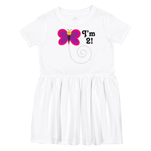 Inktastic 2nd Birthday I'm Two Girls Butterfly Girls Toddler Dress