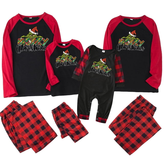 Pijamas navideños a juego Grinch - TKing Fashion 2024 Nuevos conjuntos de pijamas navideños familiares a juego Grinch, pijamas navideños navideños para parejas, adultos y niños, 4 Años
