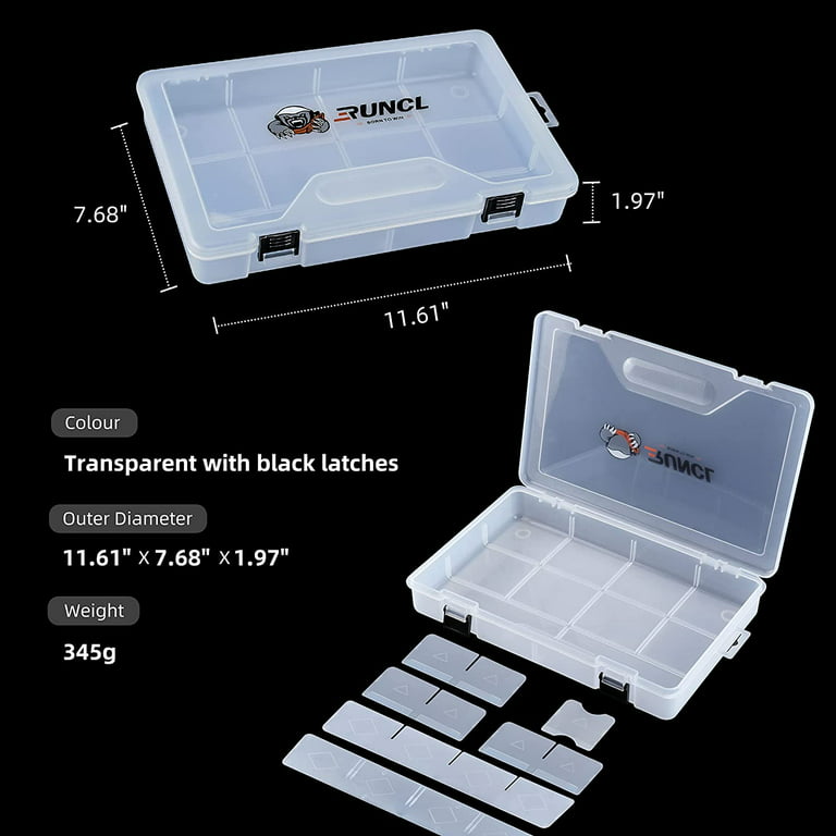 RUNCL Fishing Tackle Box, Plastic Storage Box with Removable