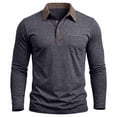 thumbnail image 6 of Zivyakyron Business Mens Polo Fall Button Long Sleeve Office Colorblock Shirt Collared Loose Casual Blue XL, 6 of 8