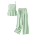 thumbnail image 4 of CCRFTGI Summer Outfits for Kids Girls Size 7 Linen 2 Piece Outfits Strapless Tube Top and Wide Leg Pants Girls Fashion Clothing Sets Light Green 7-8 Years, 4 of 6