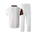 thumbnail image 5 of StSilkitty Men's 2 Piece Outfits Color Block Button down Short Sleeve Collared Shirts and Pants Sets Cotton Linen Casual Set, 5 of 7