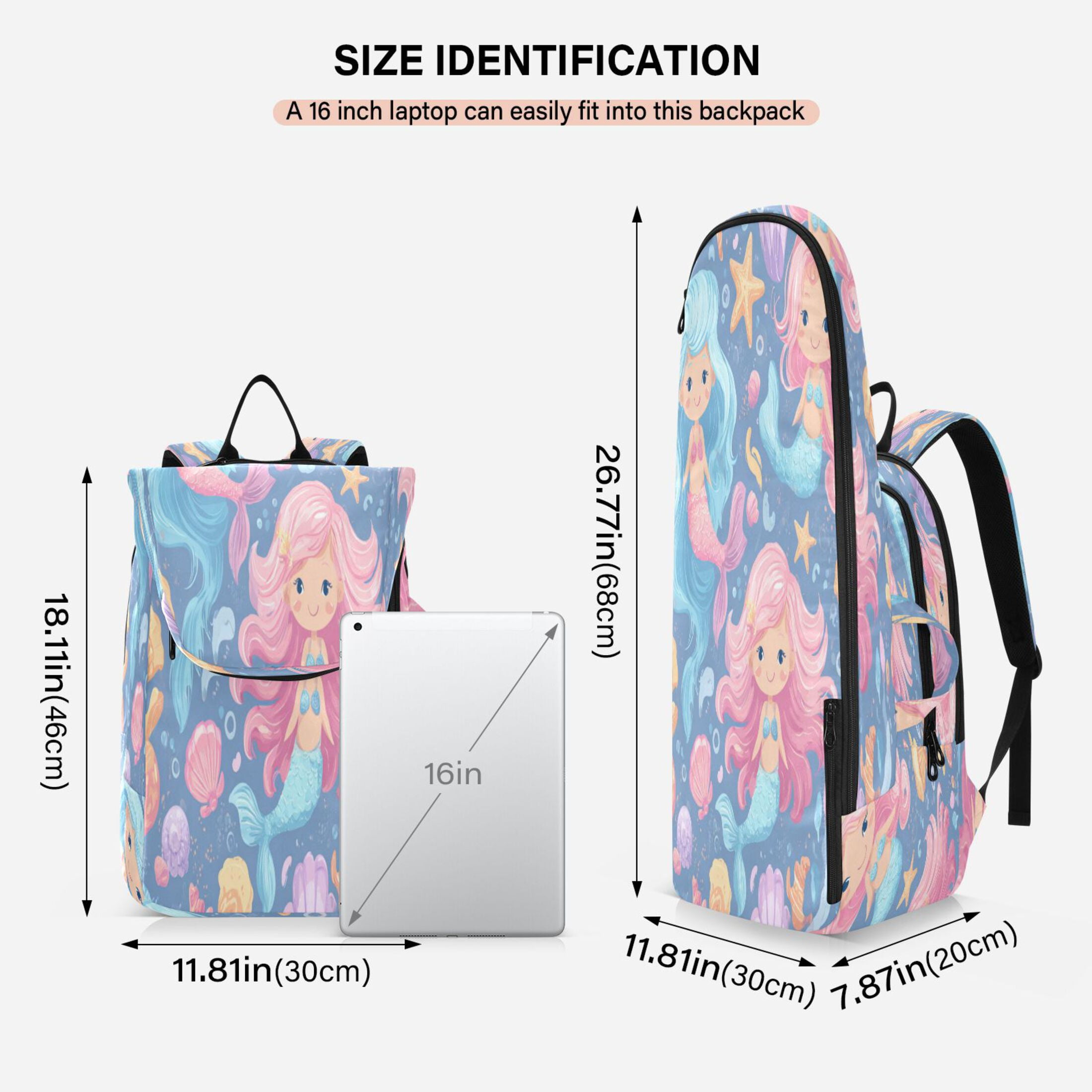 2 Racquet Holder Tennis Backpack Tennis Racket Covers Gym Bags Cute Little Mermaids