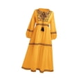 thumbnail image 3 of Vestido bohemio Yinane de manga larga corte A holgado amarillo, 3 of 8