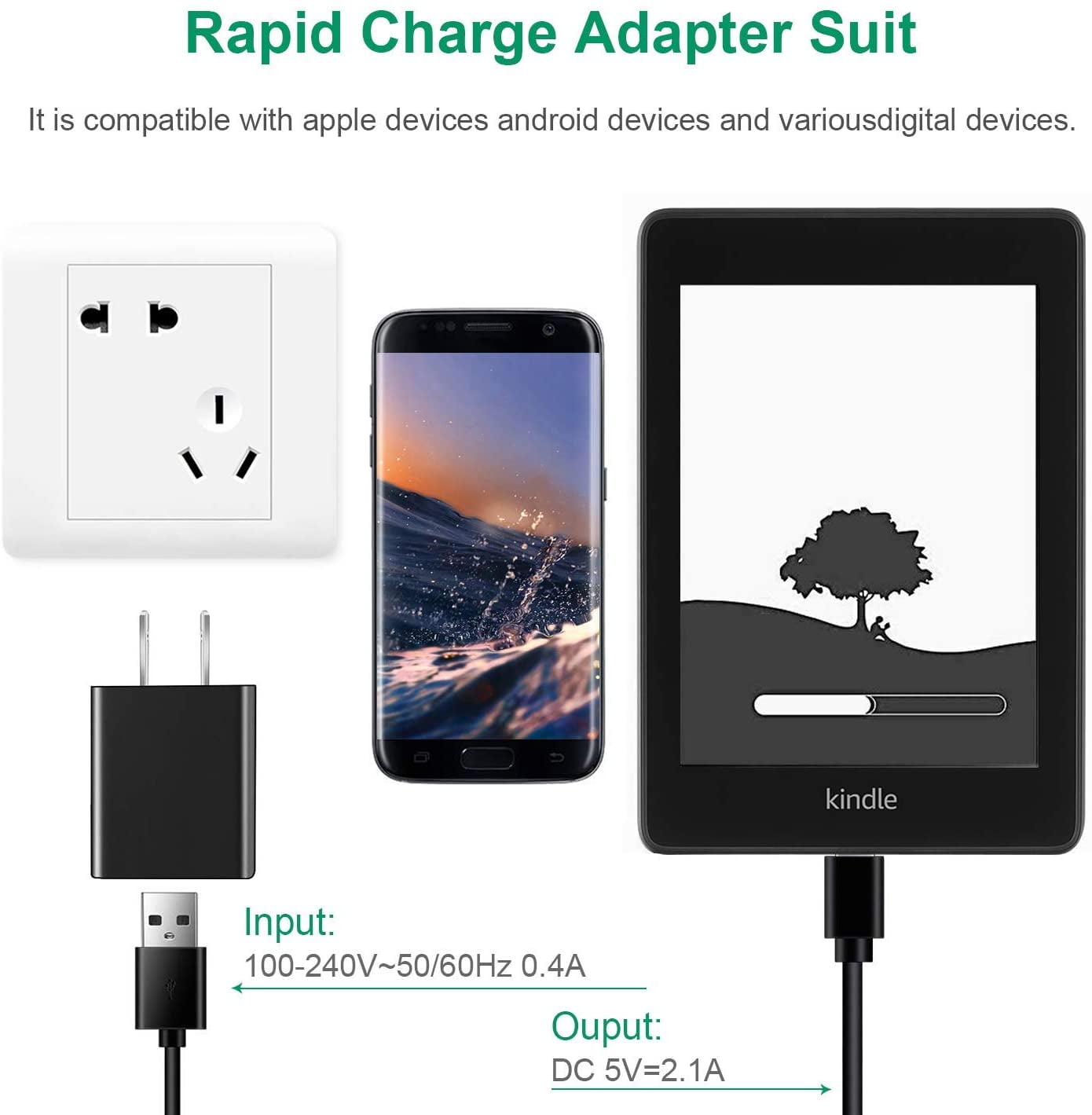 Chargers & Adapters Electronics Kindle Fire Fast Charger KEAIDUO 5V 2A