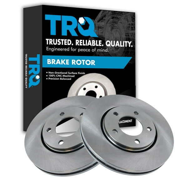 TRQ Front Brake Rotors Set Vented Fits Select 2001-2007 Chrysler Town & Country 2001-2003 Voyager Dodge Caravan Grand Caravan