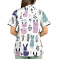 thumbnail image 6 of Junboys Scrubs for Women Short Sleeve - Plus Size V-Neck Animal Print Top, Womens Scrub Tops with Pockets, Cozy Fit Scrubs for Curvy,Light Gray 4XL, 6 of 7