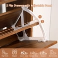 thumbnail image 4 of YOCWO Fluted Shoe Storage Cabinet with 2 Flip Drawers, Mid Century Wood Shoe Rack Organizer with Open Shelf, Freestanding Narrow Shoe Cabinet for Entryway Hallway, Walnut, 4 of 8