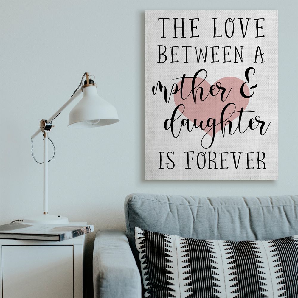 Stupell Industries Love Between Mother and Daughter Motivational Quote Hearts Canvas Wall Art Design by Daphne Polselli, 36" x 48"