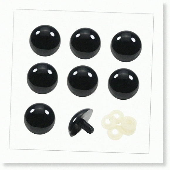 AmiGuard 40mm Safety Eyes Kit: 8pcs Black Plastic s with Washers for DIY Crochet Stuffed Animals - Ideal for Amigurumis, Doll Making & Bear Crafts