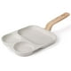thumbnail image 2 of Sartén antiadherente 3 en 1 para hacer tortillas | 3 zonas de cocción para huevos, hamburguesas y filetes | Sartén de aleación de aluminio con mango de madera resistente al calor | Compatible con, 2 of 5