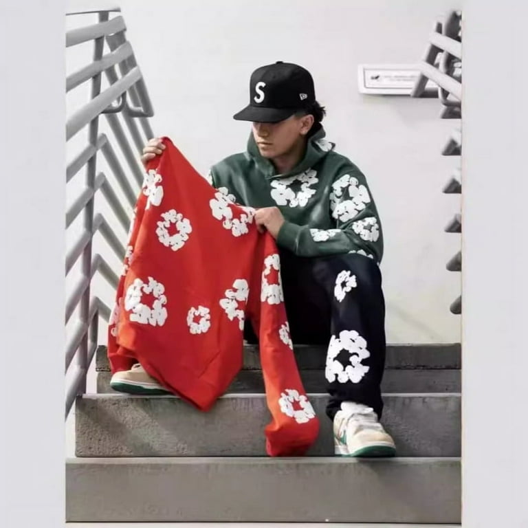 Chic Unisex Hoodie Set 3D Kapok Flower Pattern Couples Chic Unisex Hoodie Set 3D Kapok Flower Pattern Couples