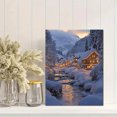 thumbnail image 2 of Qisvanset 12x16 Inch 2D Flat Framed Canvas Art, Cozy Snowy Winter Village Warm Light Holiday Home Wall Art Decor, 2 of 5
