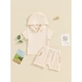 thumbnail image 2 of Suealasg Toddler Baby Girl Summer Outfits Short Sleeve Hooded T-shirt and Elastic Shorts 2Pcs Clothes Set for Girl, 2 of 9