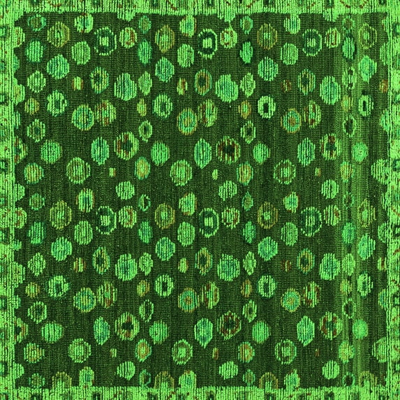 Ahgly Company Indoor Square Abstract Green Modern Area Rugs, 6' Square