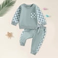 thumbnail image 4 of Xudanell Boy Baby Clothes 3 6 9 12 18 24 Months Boys Winter Jogger Grid Pants Outfits Contrast Color Sweatshirts Boy Outfits Green 6-12 Months, 4 of 5