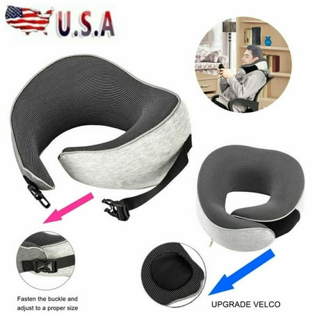 Airplane Neck Pillow for Traveling - Memory Foam, Adjustable Travel Pillows for Sleeping - Soft Head Rest w/ Neck Support - Comfort Master for Flight, Car Seat & Chair