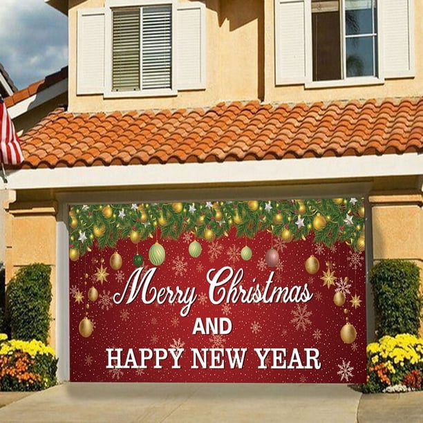 Decoraciones navideñas para puertas de garaje Bienvenido a la pancarta navideña para puertas de garaje Pancarta navideña grande para puerta de garaje Fondo navideño para decoración de pared al aire