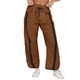 thumbnail image 2 of Pantalones Deportivos Holgados de Pierna para Mujer, Informales, con Cordón Ajustable y Cintura Elástica, en Colores Contrastantes, Estilo Y2K. Marrón Oscuro M, 2 of 7