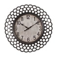 thumbnail image 2 of DECMAY 16" Round Dark Brown Wall Clock - Non-Ticking Quartz Clock with Cut-Out Frame for Home Decor, 2 of 4