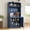 Dark Blue, variant on Euroco 69"H Kitchen Pantry Cabinet with Hutch and Foldable Workstation,Freestanding Food Hutch Storage Cabinet Cupboard with Adjustable Shelf and Power Outlet for Dining Room, Living Room,Dark Blue