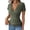 Army Green, variant on Women's Ribbed Knit Tops Short Sleeve Wrap V Neck Button Down Blouses Summer Elegant Slim Fit Party Shirts Army Green L