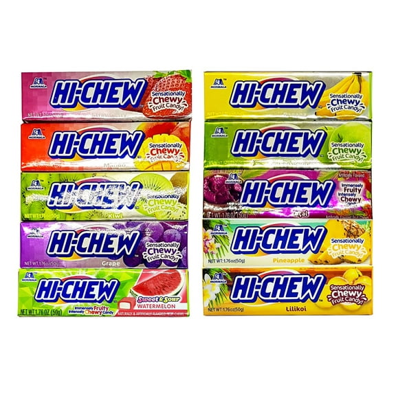 Hi-chew Stick Assorted 10 Flavors 1 Each Chewy Fruit Candies 1.76 oz. By Morinaga (10-pack)