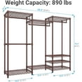 thumbnail image 3 of VIPEK V5 Heavy Duty Portable Closet Wardrobe, 890LB Capacity Clothing Rack with 8 Shelves & 4 Hanging Rods, Freestanding Adjustable Storage Unit, Bronze, 3 of 9
