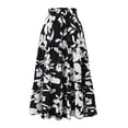 thumbnail image 2 of Skirts for Women Skirt Elegant Floral Pleated Midi Skirt for Women Lightweight Comfort A-Line Design Summer Fashion High-End Black S, 2 of 5