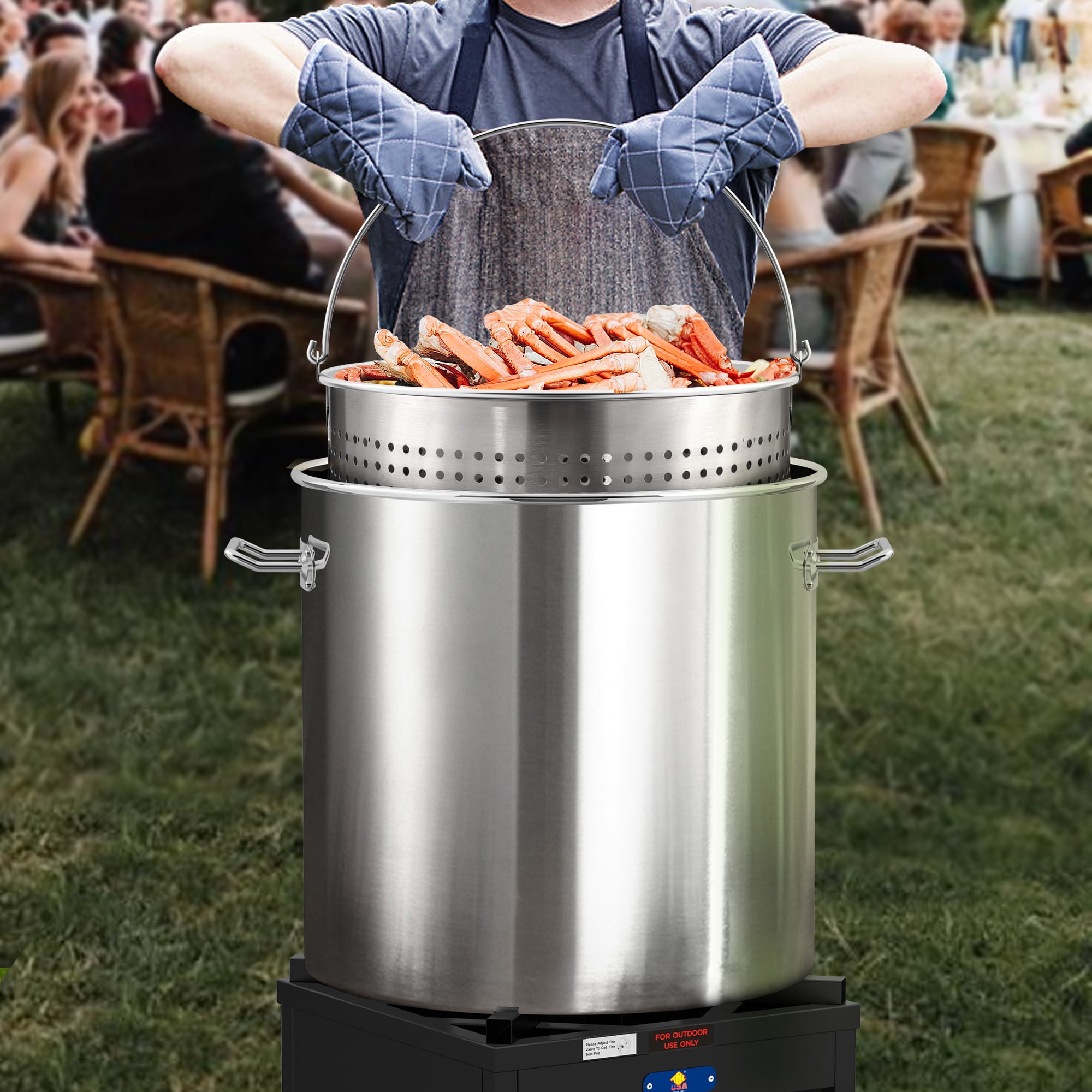 Strainer Basket For Seafood Boil 100 QT Seafood Boil Pot With 10,000 ...