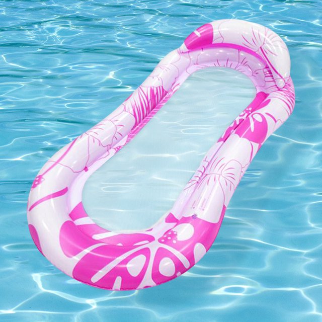 Tumbona plegable inflable con fila flotante para piscina (figura rosa)